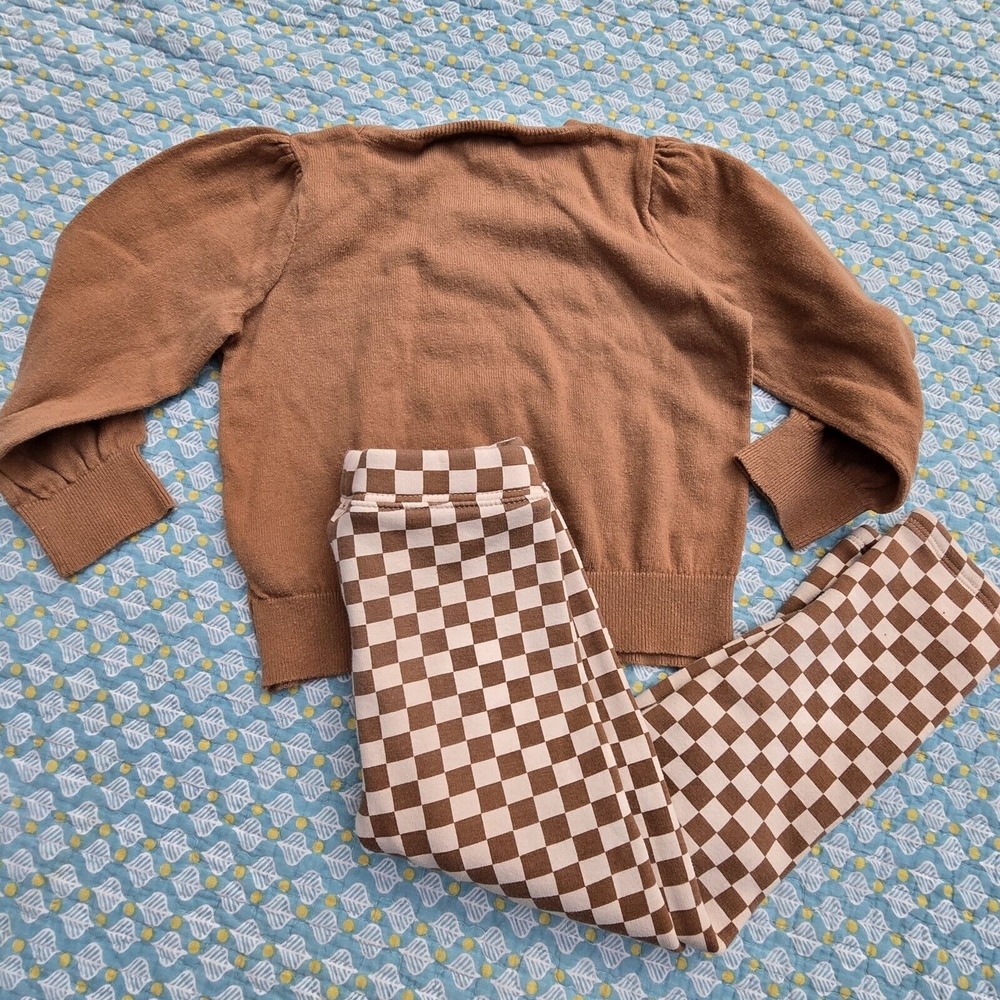 Baby Gap Disney Minnie Mickey Tan Brown LS Sweater Pants Outfit Girls Toddler 4 - Picture 4 of 5